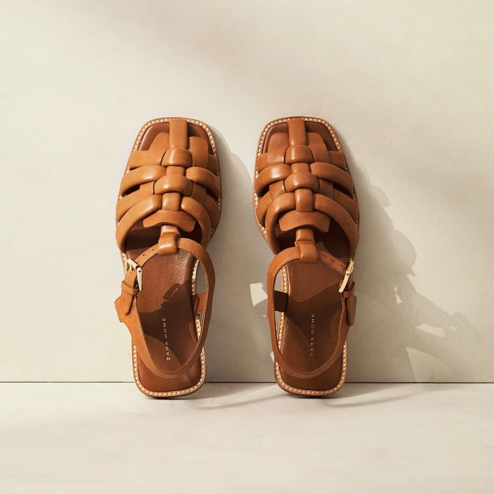 Zara Leather Cage Sandals